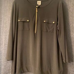 XL black blouse, with zipper slightly short sleeves 3/4